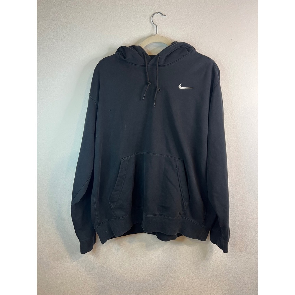 Nike Mens Hoodie Embroidered Swoosh Pullover Black XL